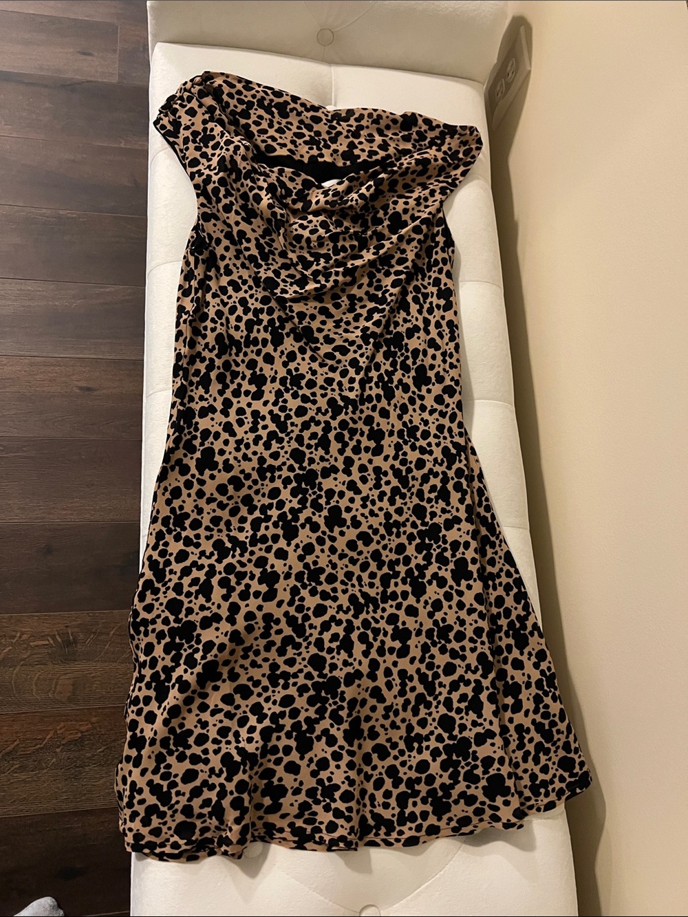 Reformation Cowl neck Leopard Print Dress - Tan & Black